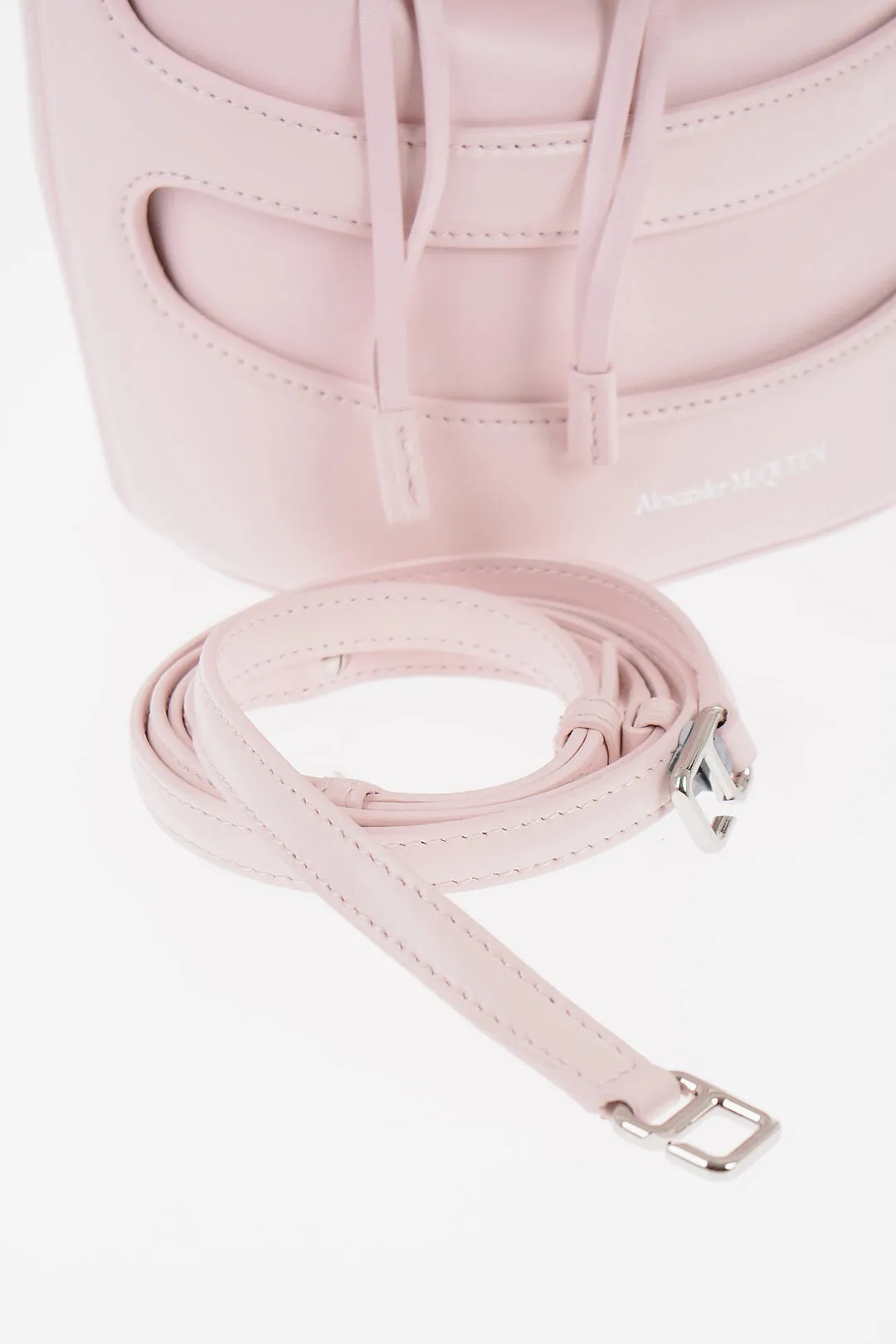 Alexander McQueen Solid Color Leather Bucket Bag