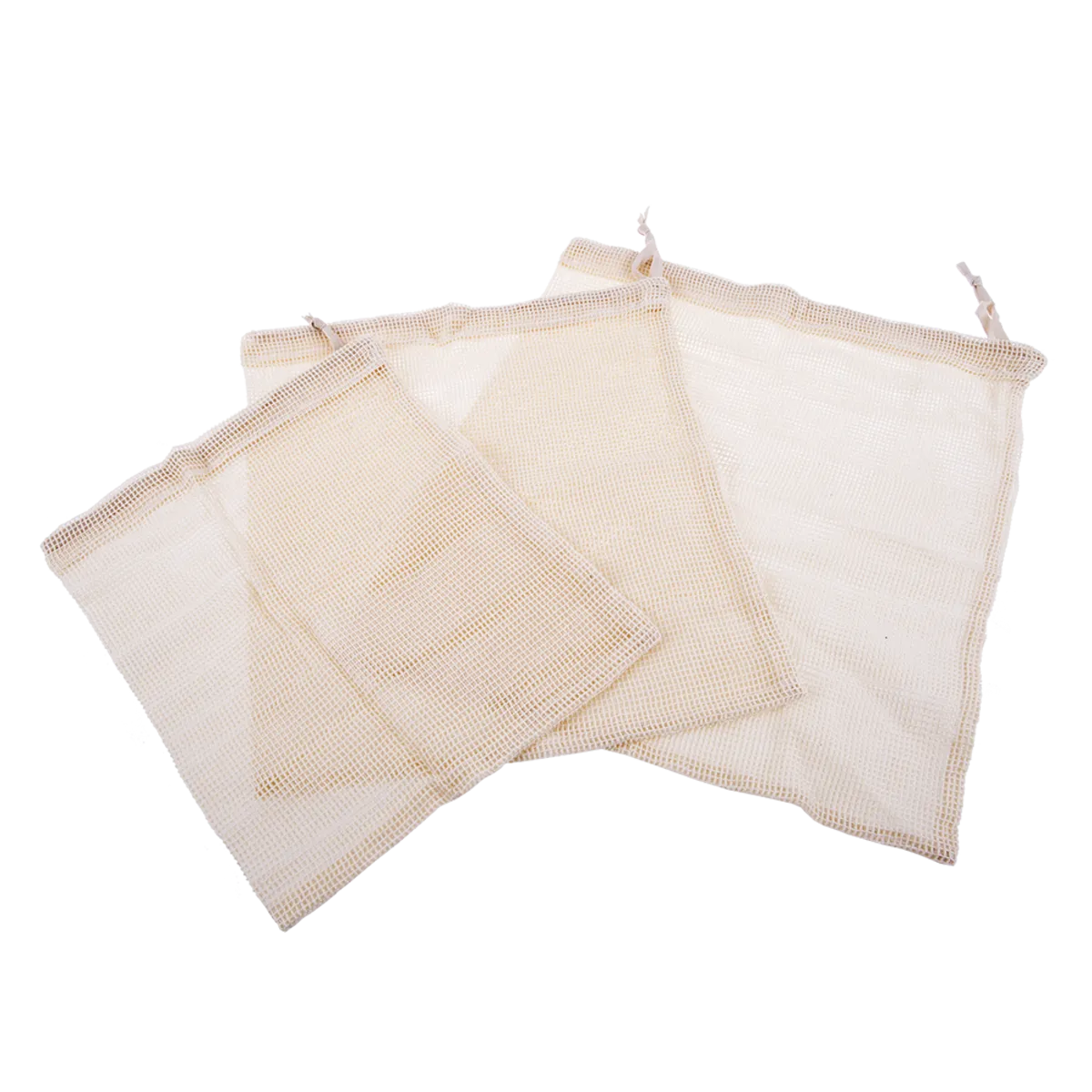 Appetito Cotton Net Produce Bags - Set of 3 - Assorted Sizes