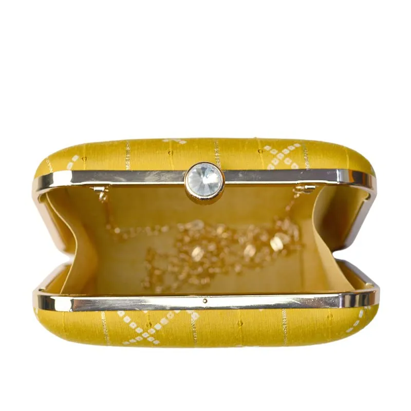 Artklim Mustard Golden Box Shaped Clutch