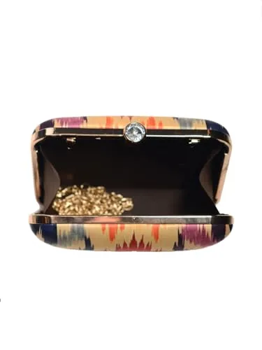 Artklim Red Ikkat Printed Clutch