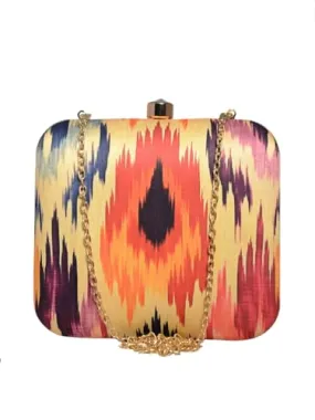 Artklim Red Ikkat Printed Clutch