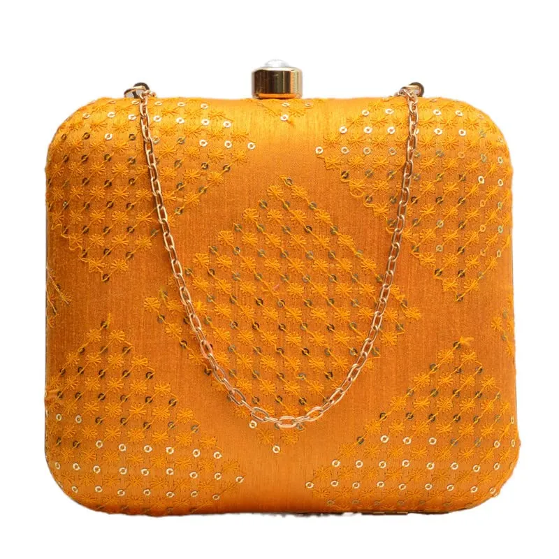 Artklim Yellow Box Shape Clutch