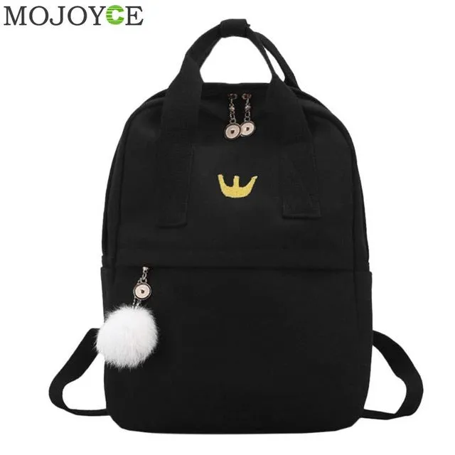 Canvas Fabric Preppy Women Backpack