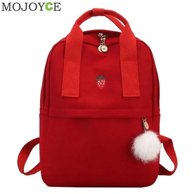 Canvas Fabric Preppy Women Backpack