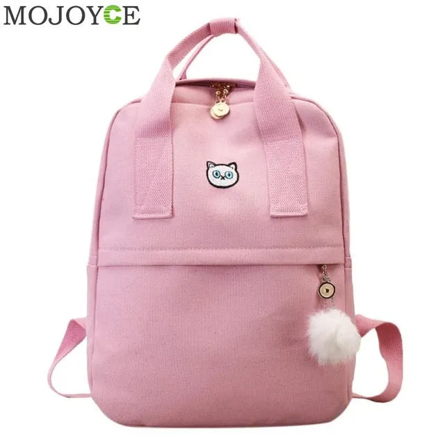 Canvas Fabric Preppy Women Backpack