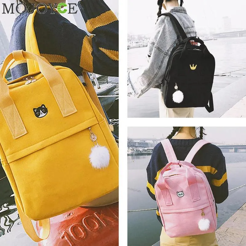 Canvas Fabric Preppy Women Backpack