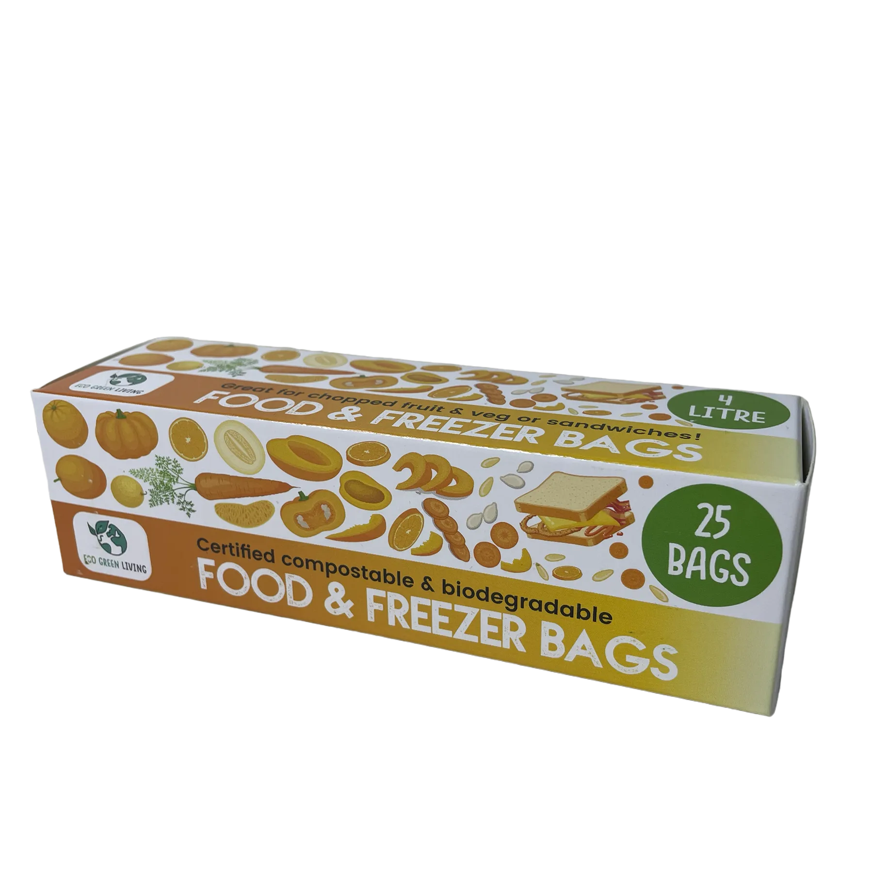 Certified Compostable Food & Freezer Bags, 1 Gallon (25 bags)