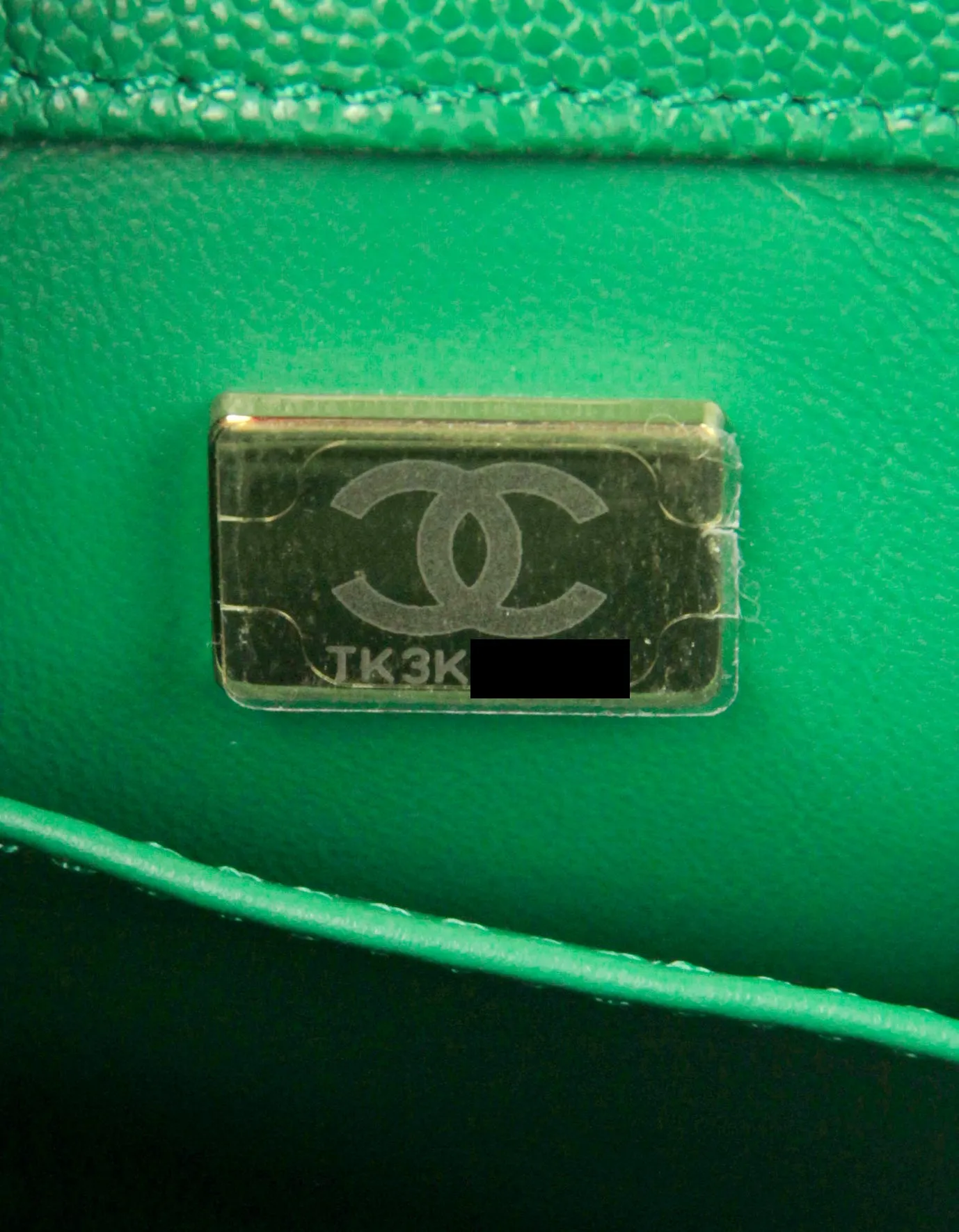 Chanel 2022 Green Caviar Quilted Small Coco Handle Flap Bag