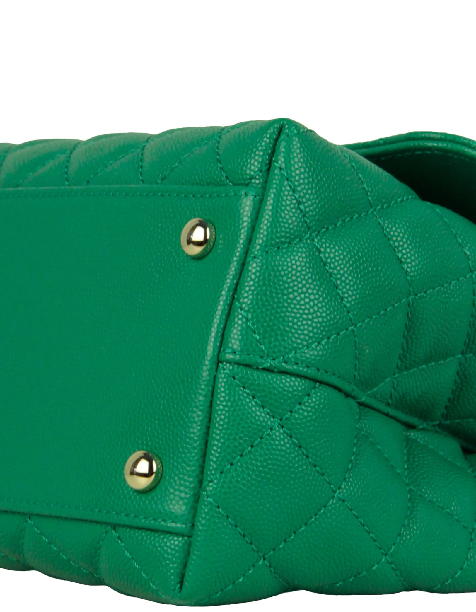 Chanel 2022 Green Caviar Quilted Small Coco Handle Flap Bag