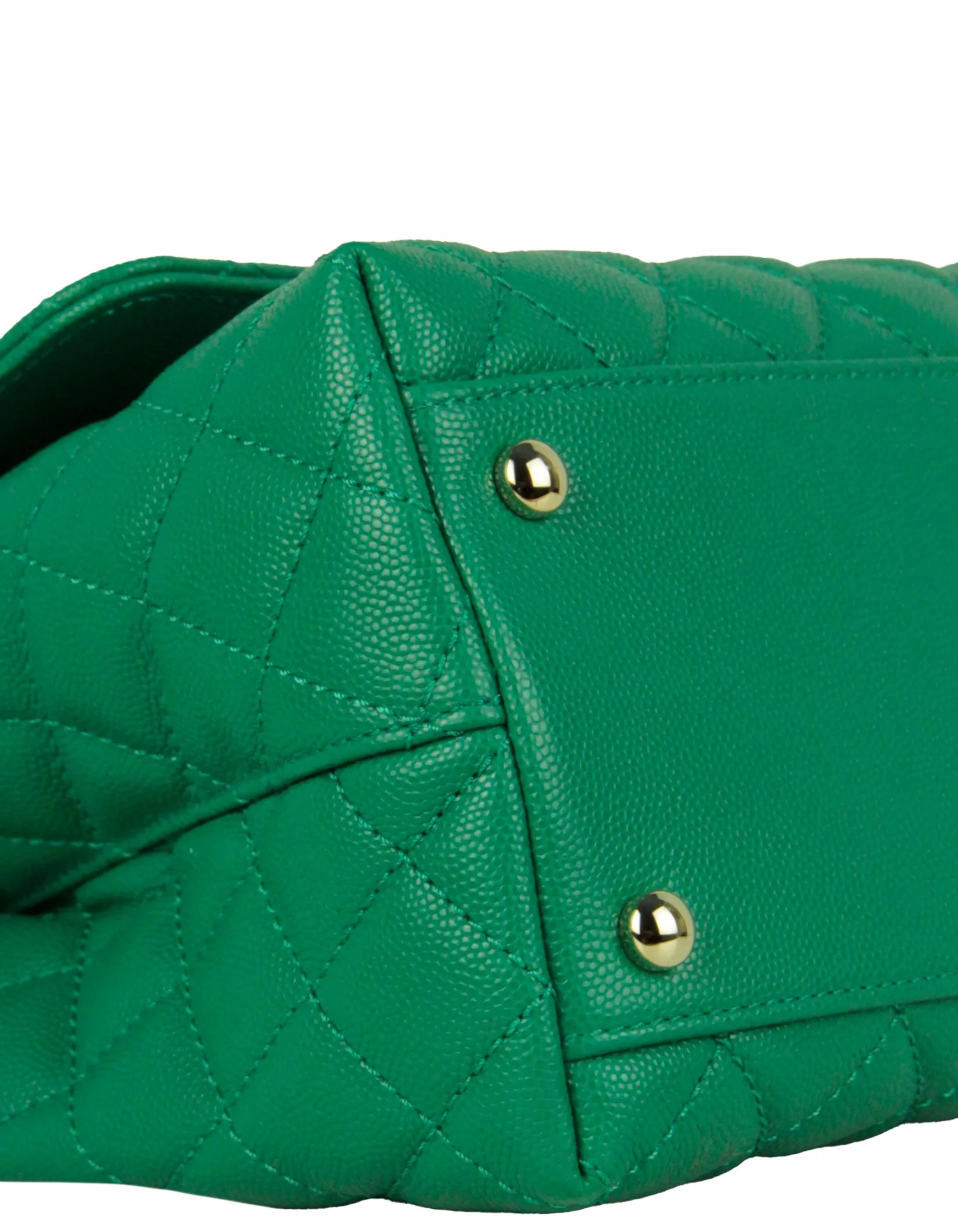 Chanel 2022 Green Caviar Quilted Small Coco Handle Flap Bag