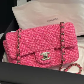 Chanel Pink Tweed 22k Classic Flap Mini Bag