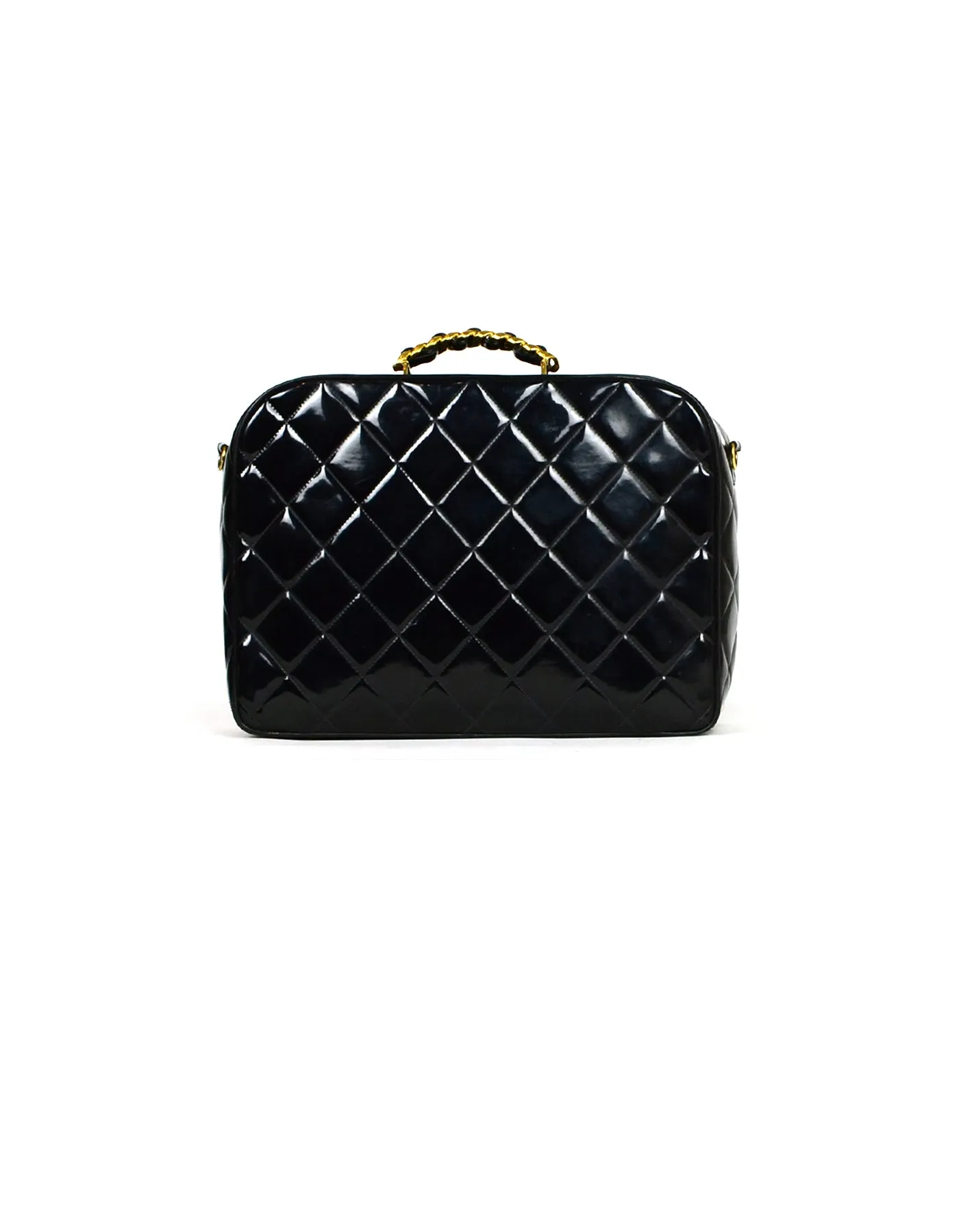 Chanel Vintage Black Patent ZIp Around Bag