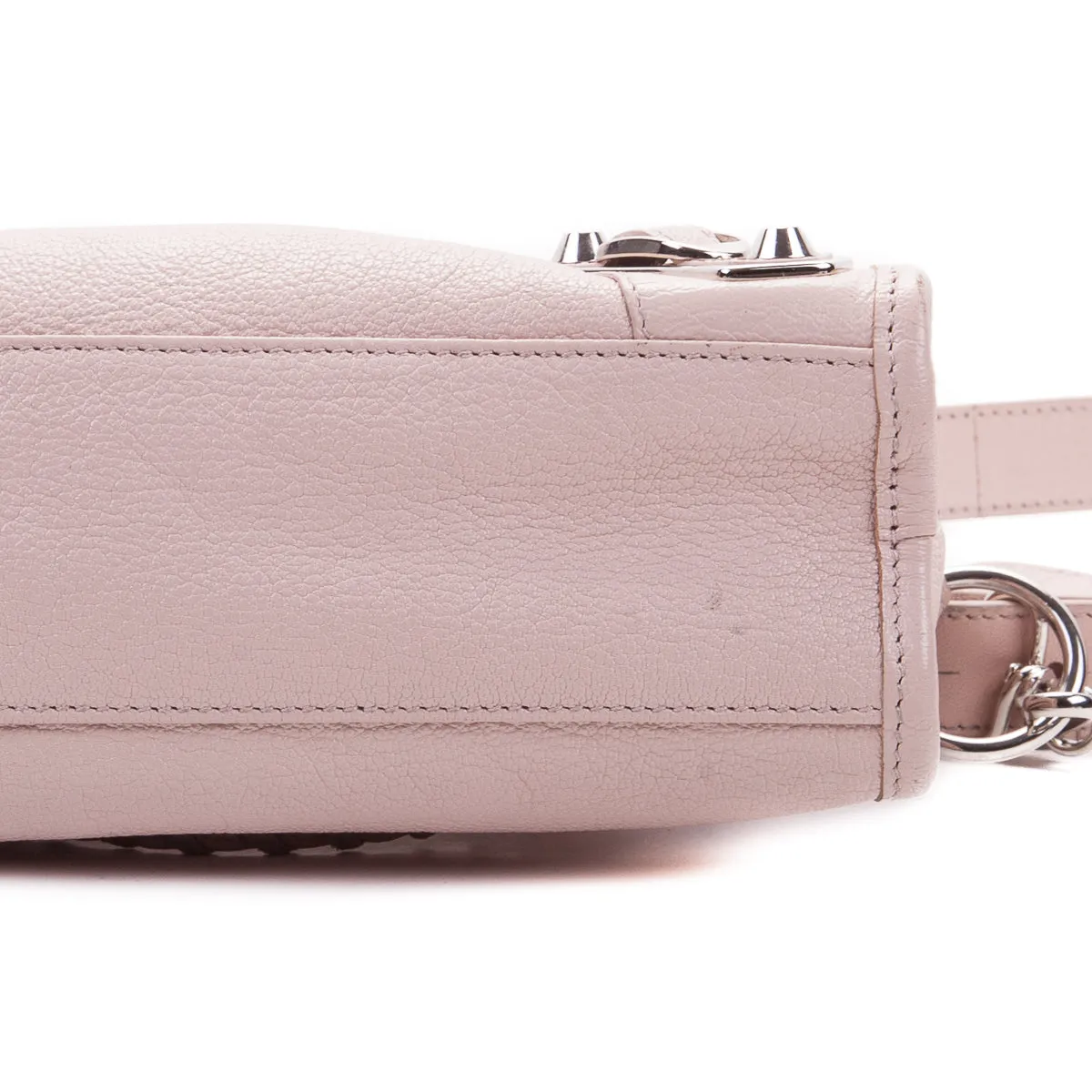 Chevre Metallic Edge Silver Mini City in Baby Pink