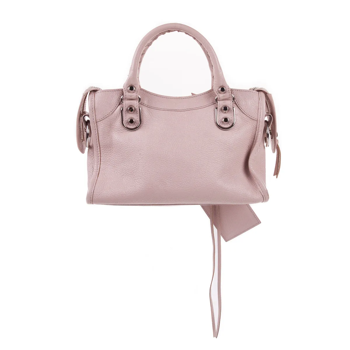 Chevre Metallic Edge Silver Mini City in Baby Pink