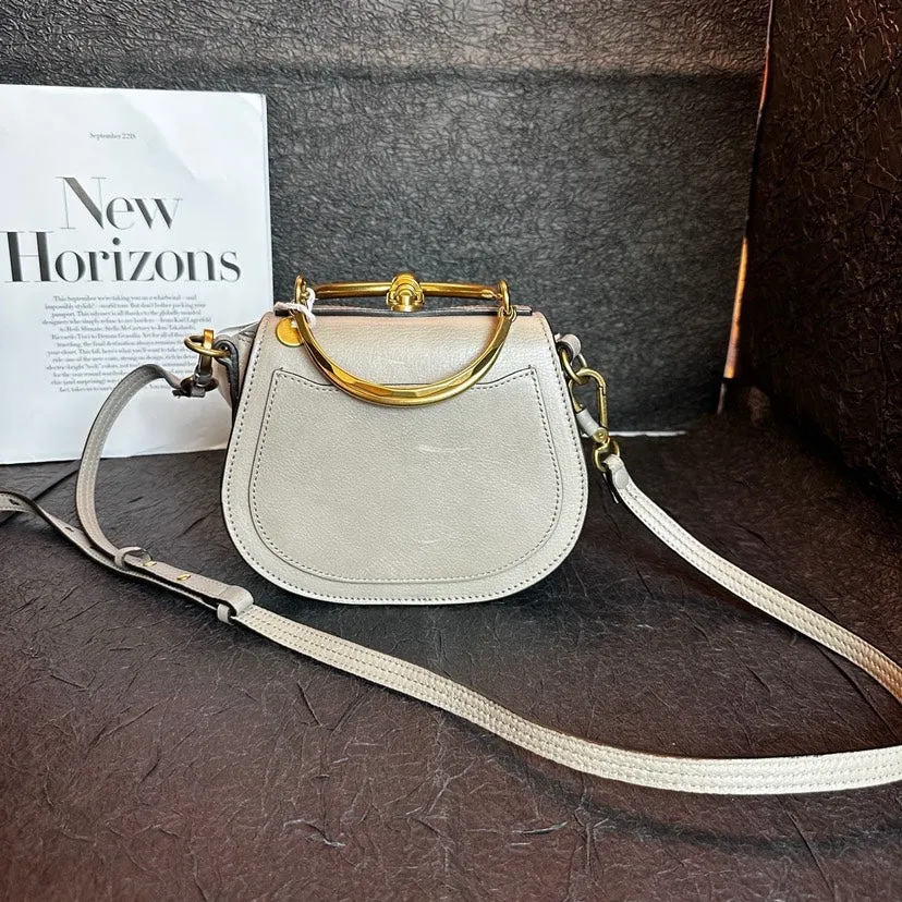 Chloe Nile Ring Saddle Bag Beige Leather 16cm