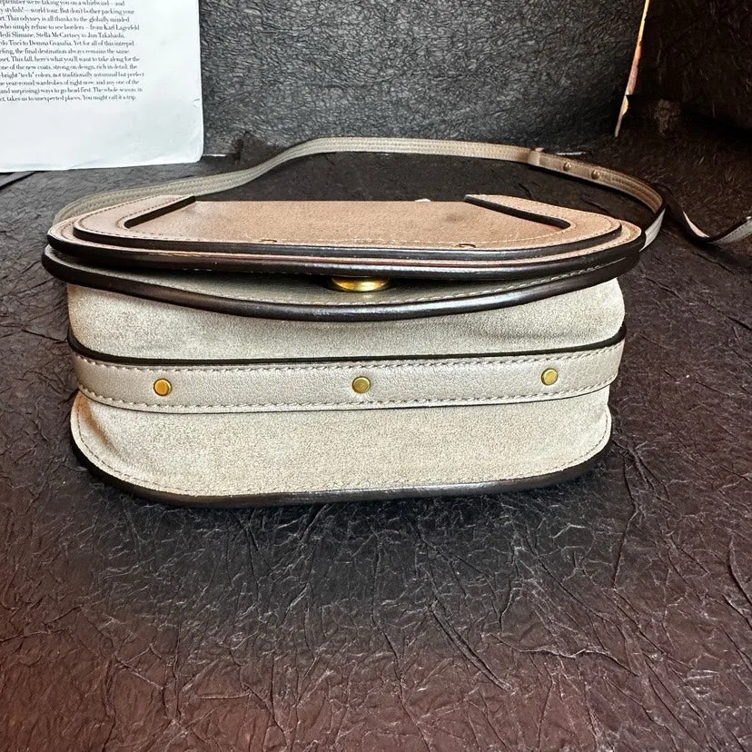 Chloe Nile Ring Saddle Bag Beige Leather 16cm