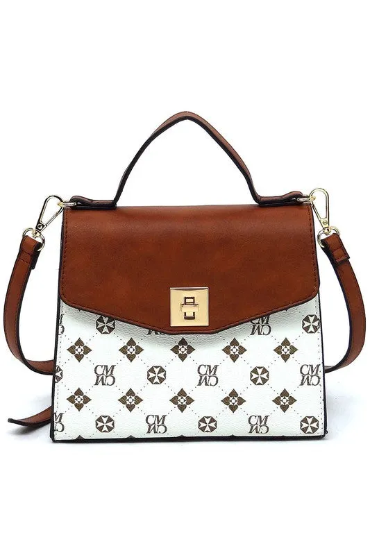 CM Monogram Twist Lock Flap Satchel