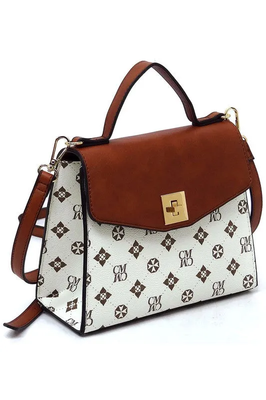 CM Monogram Twist Lock Flap Satchel