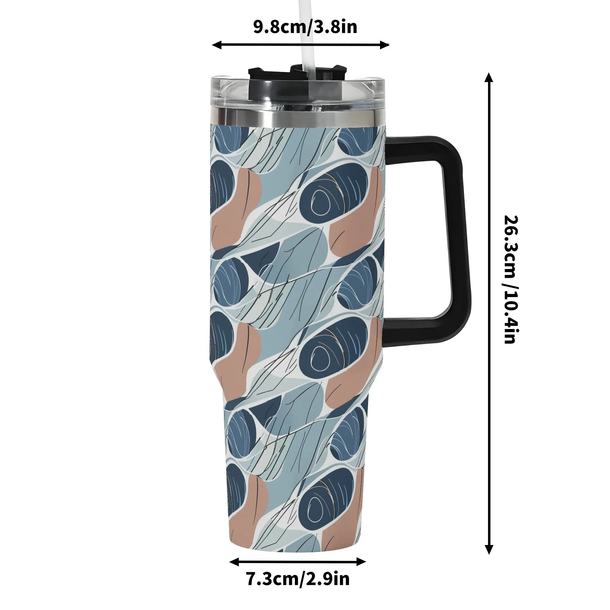 Cool Touch 40oz Stainless Steel Tumbler Gift With Black Handle and Straw