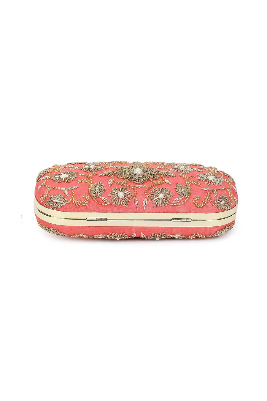 Coralicious Flower Embroidered Box Clutch