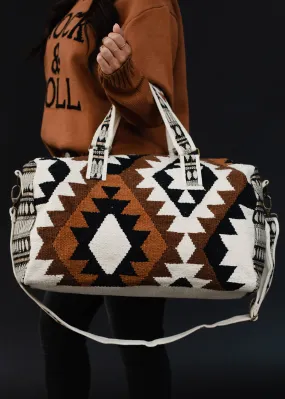 Cream, Black, Brown & Tan Aztec Duffel