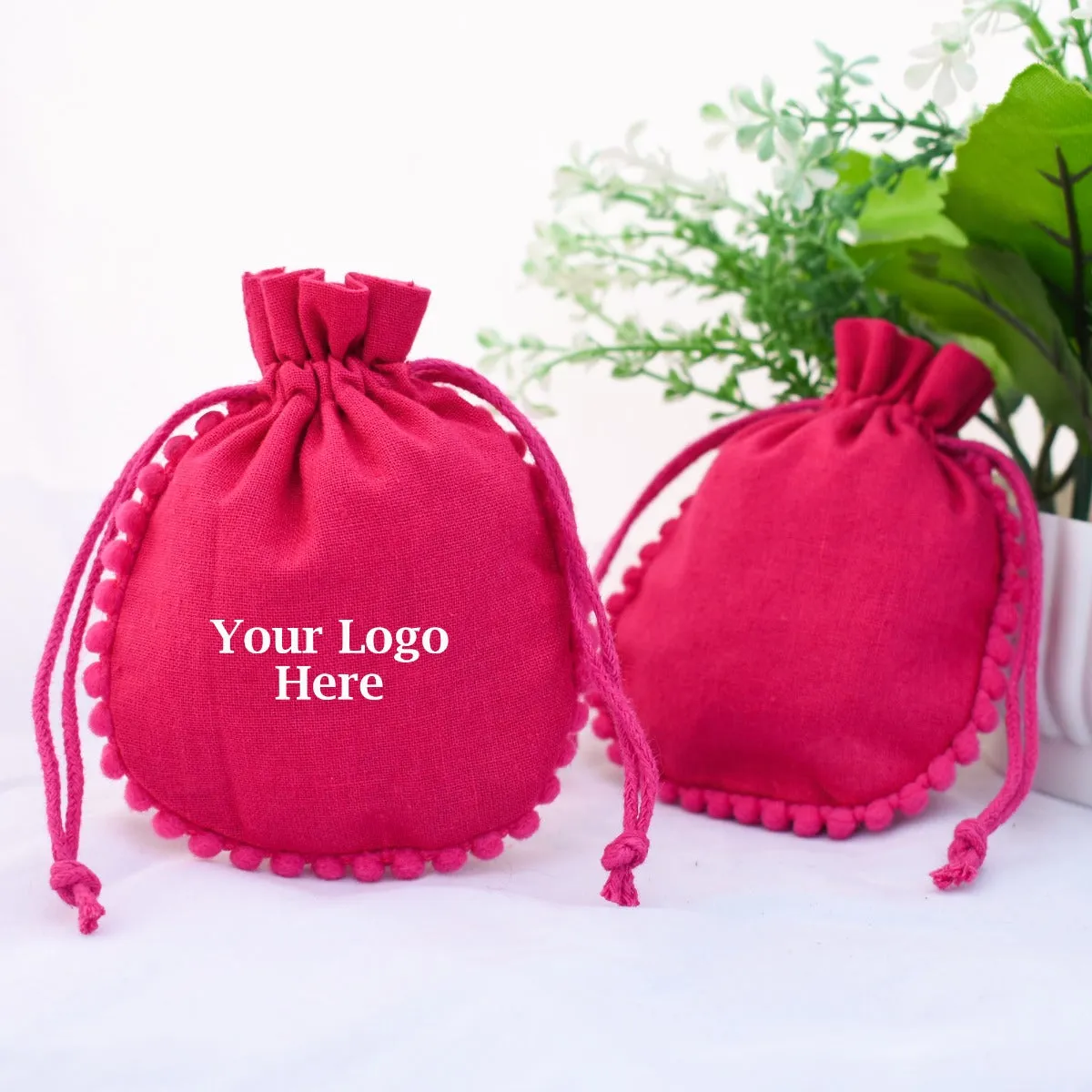 Customizable Cotton Pouch For Jewelry Packaging, Drawstring Pouch Wedding favor Bags