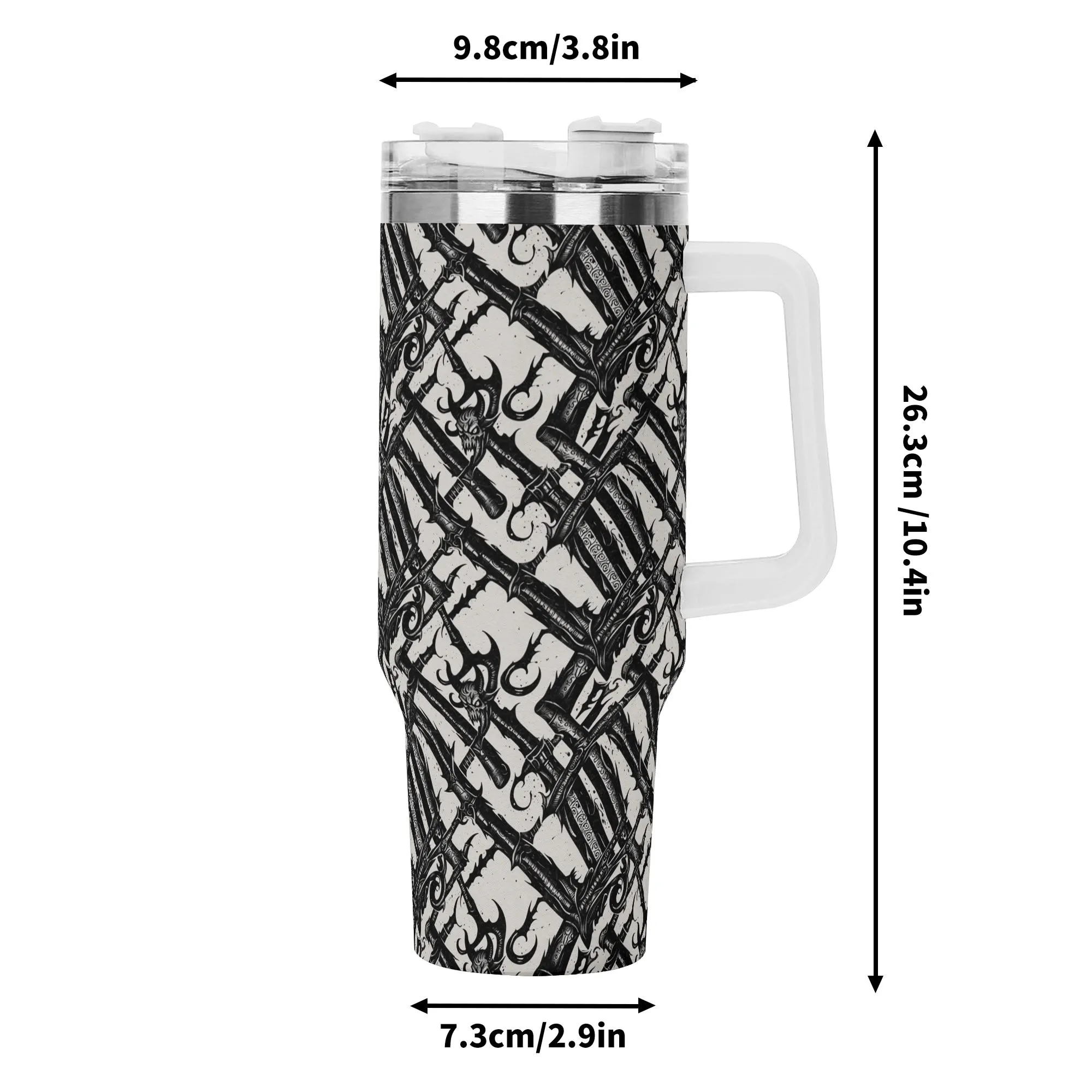 Devil Veins 40oz Stainless Steel Tumbler Gift With White Handle and Straw