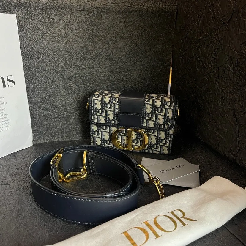 Dior Montaigne Blue Flower Box Crossbody Bag 17.5cm