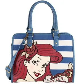 Disney Ariel Tattoo Striped Blue Satchel Purse by Loungefly