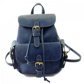 Fashion Solid Color and Buckles Design Women's Satchel - Blue