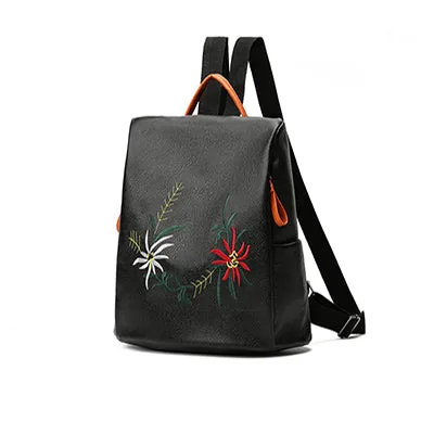 Fashion Women's  Embroidered PU Leather Backpacks