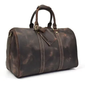 Genuine Leather Weekender Duffel Bags In 3 Shades Of Brown