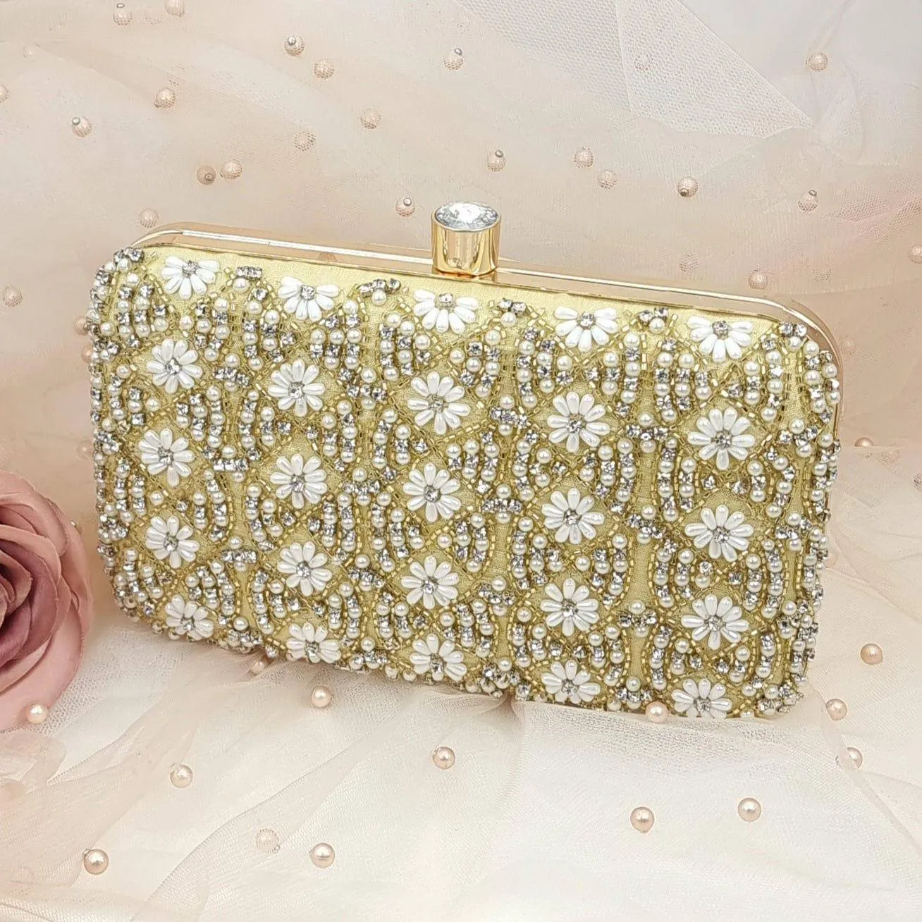 GOLD Pearl Shaheen Clutch