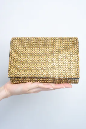 Gold Rhinestones Envelope Clutch