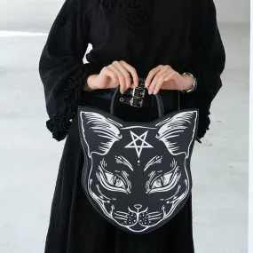 Gothic Punk Style Cat Top Handle Fashion Bag