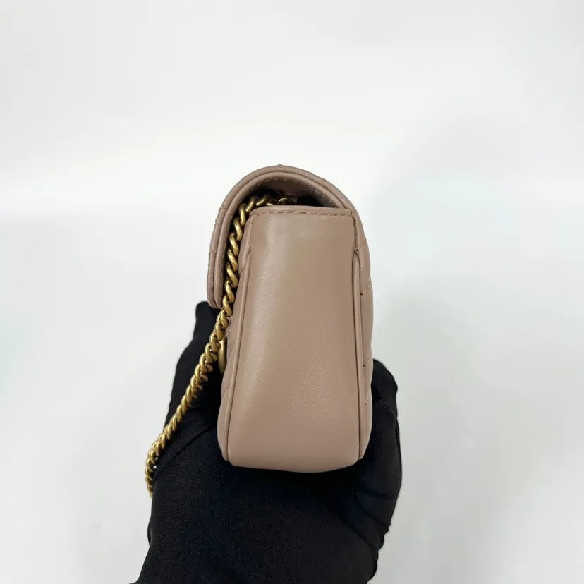 Gucci Marmont Mini Brown Leather Shoulder Bag 16.5x10x5cm