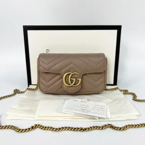 Gucci Marmont Mini Brown Leather Shoulder Bag 16.5x10x5cm