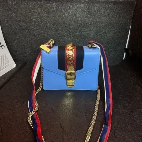 Gucci Sylvie Baby Blue Crossbody Handbag 19cm