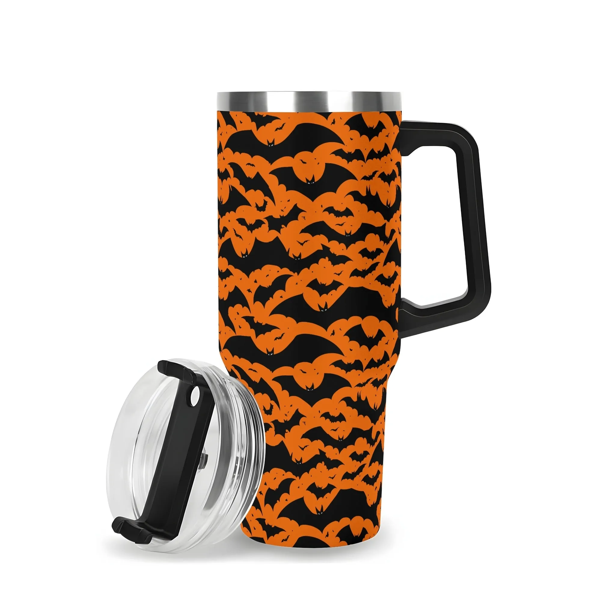 Halloween Bats 40oz Stainless Steel Tumbler Gift With Black Handle and Straw