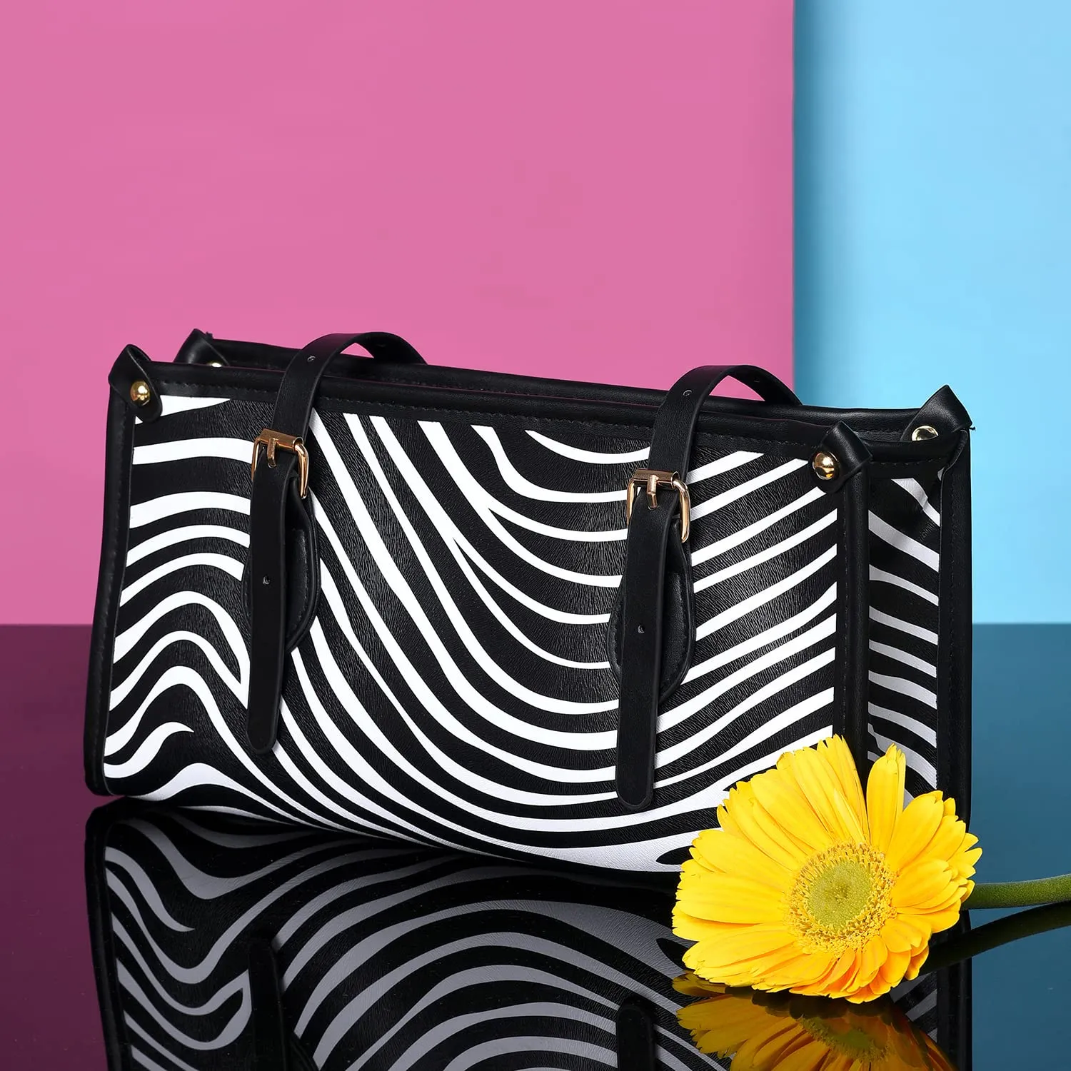 Haute Sauce Striped Hand Bag with Zip Lock (AZ_HSHB1019)