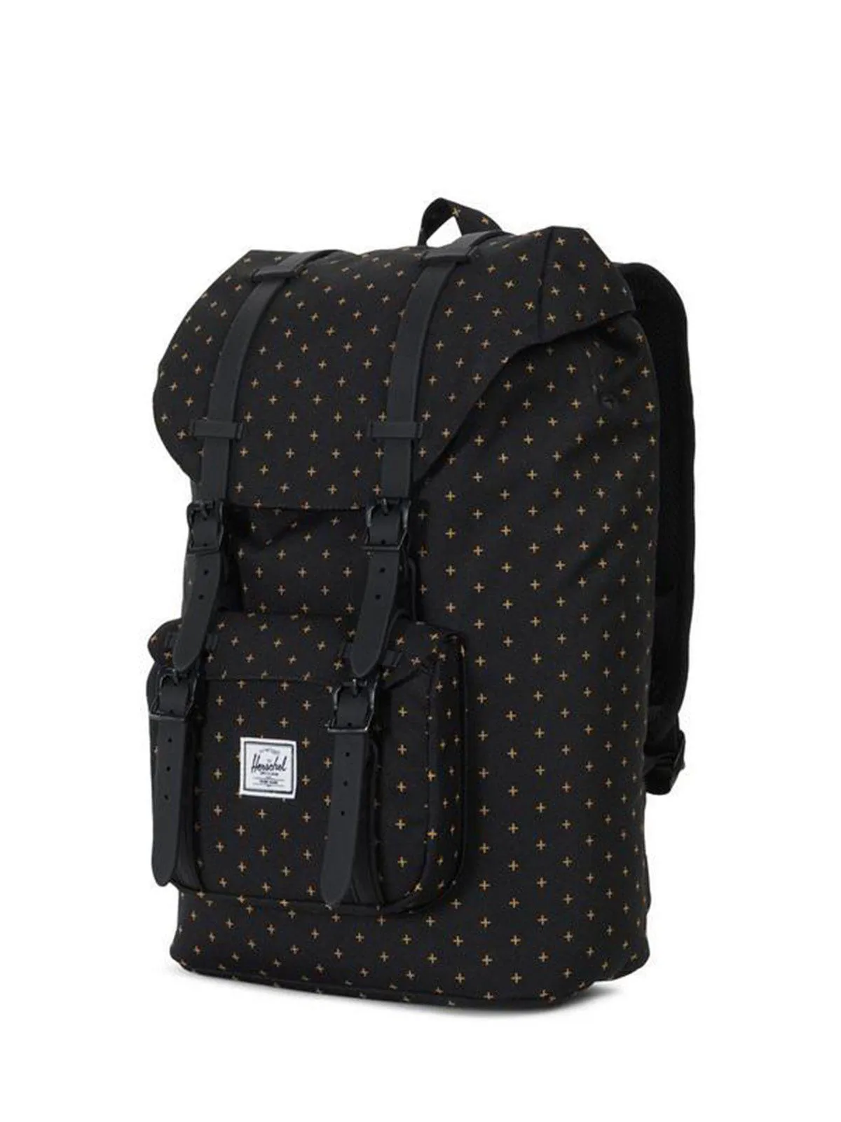 Herschel Little America Mid Backpack Black Grid Lock Gold 17L