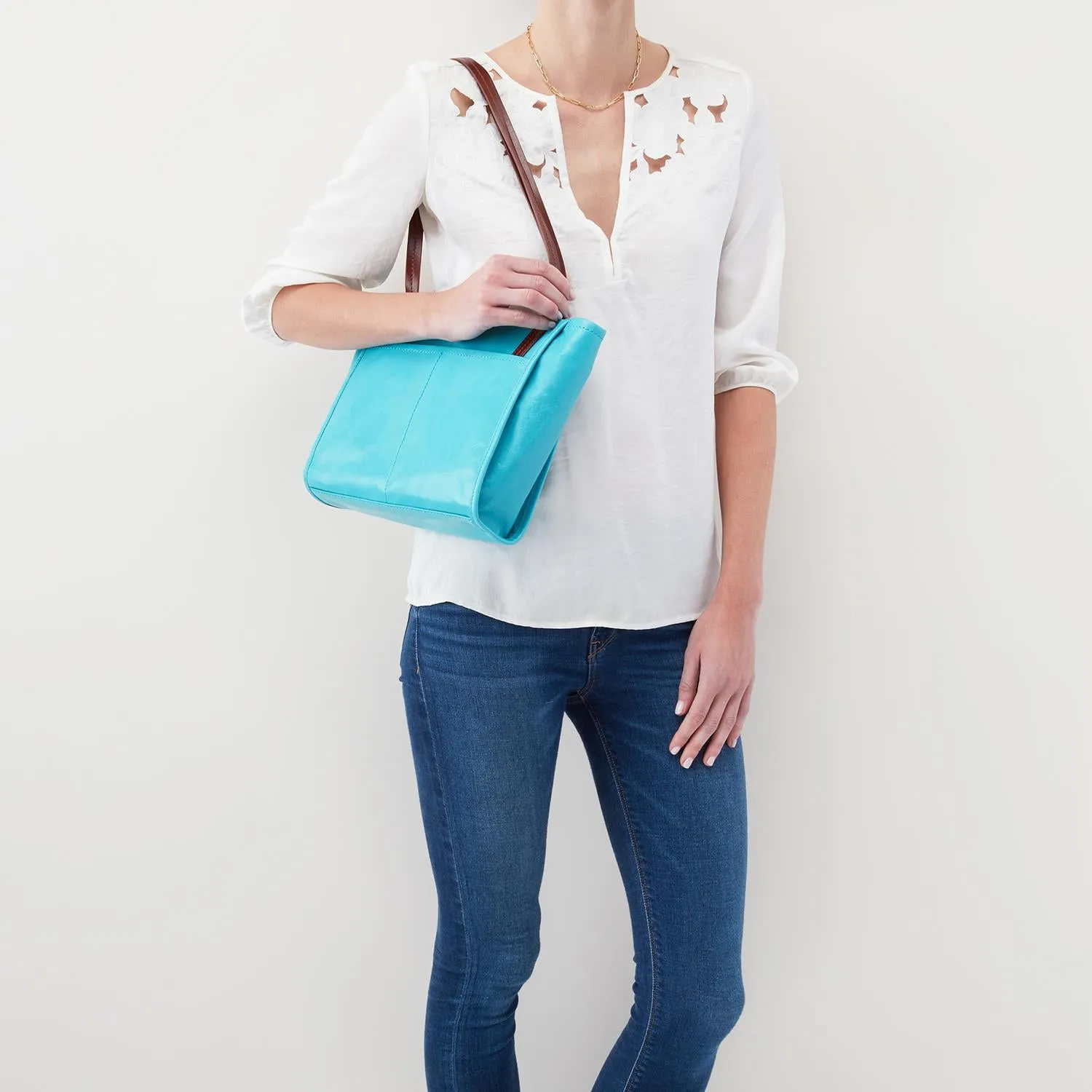 Hobo Chance Satchel Aqua Vintage Hide Leather