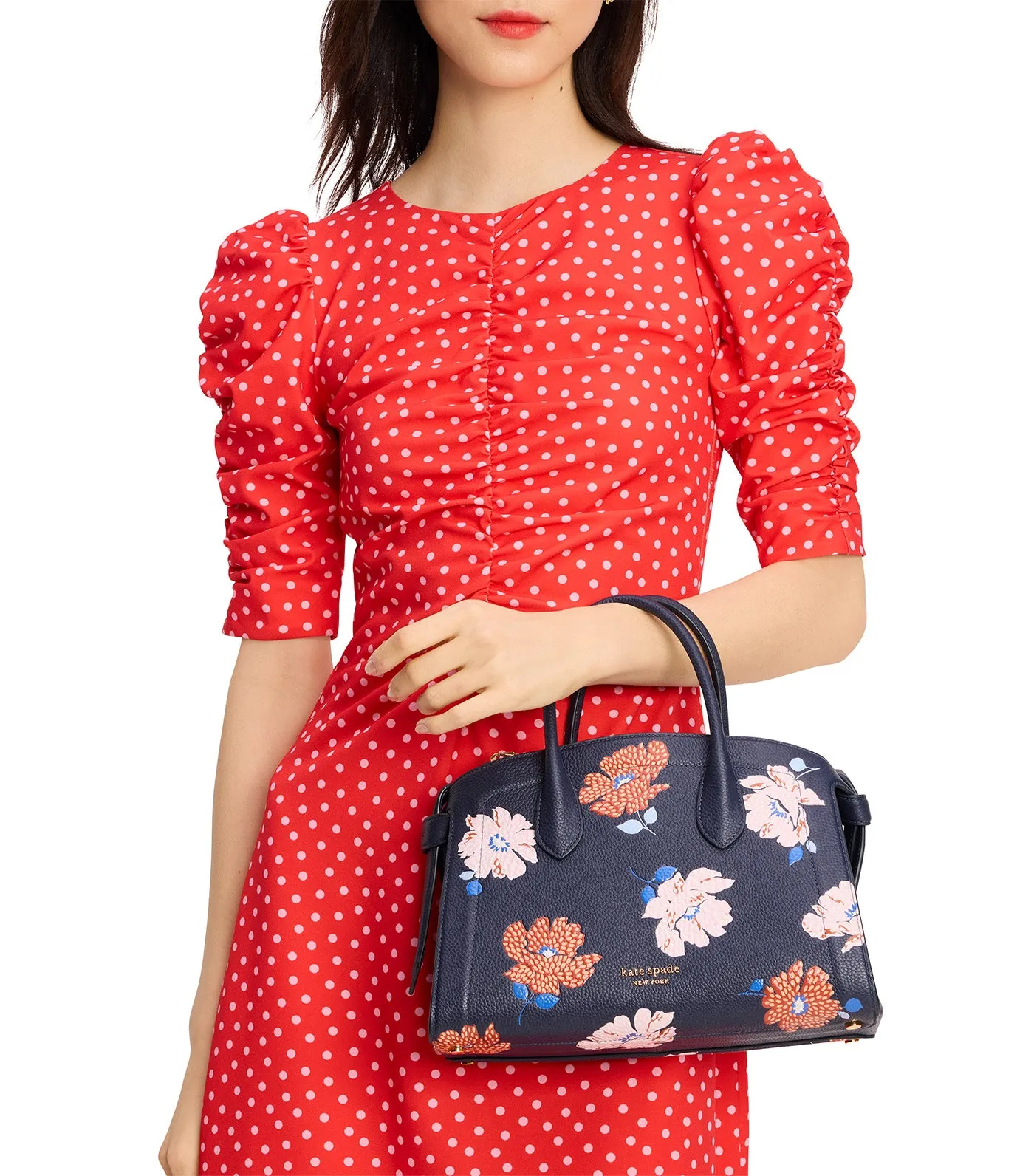 Knott Dotty Floral Embossed Medium Zip-top Satchel