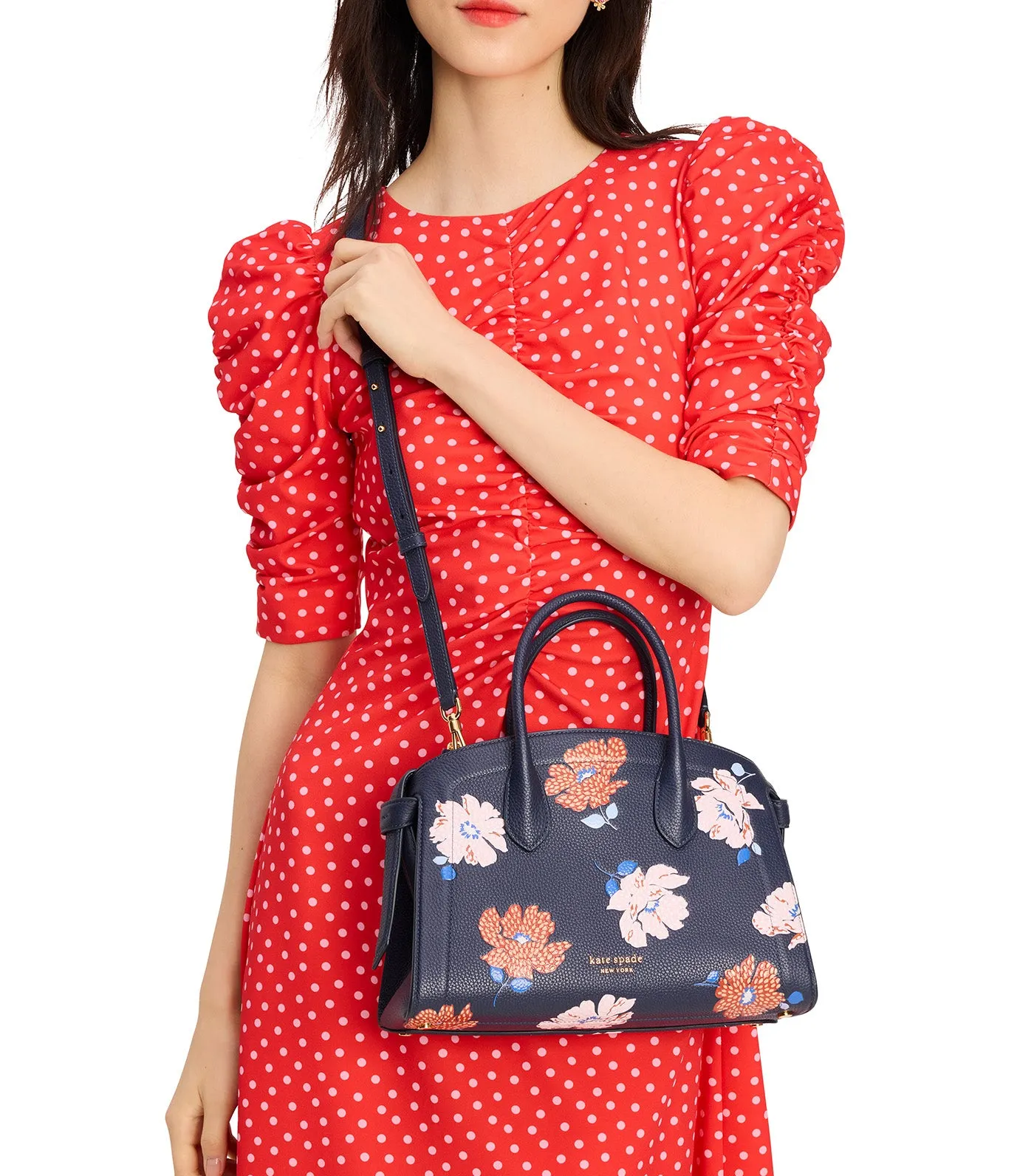 Knott Dotty Floral Embossed Medium Zip-top Satchel