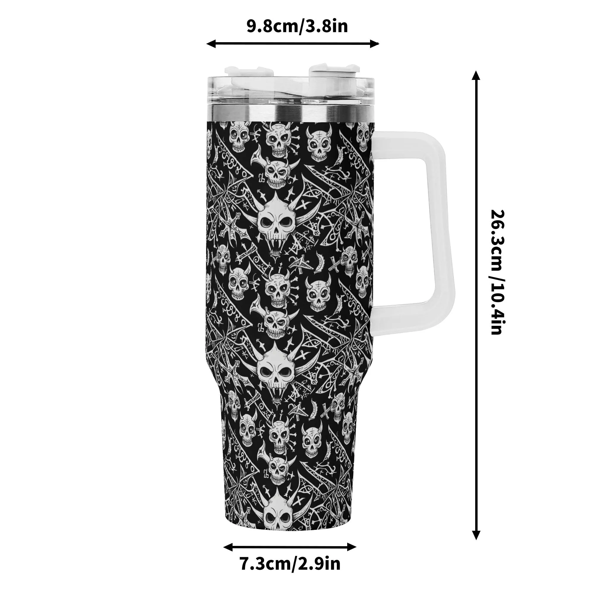 Little Devils 40oz Stainless Steel Tumbler Gift With White Handle and Straw