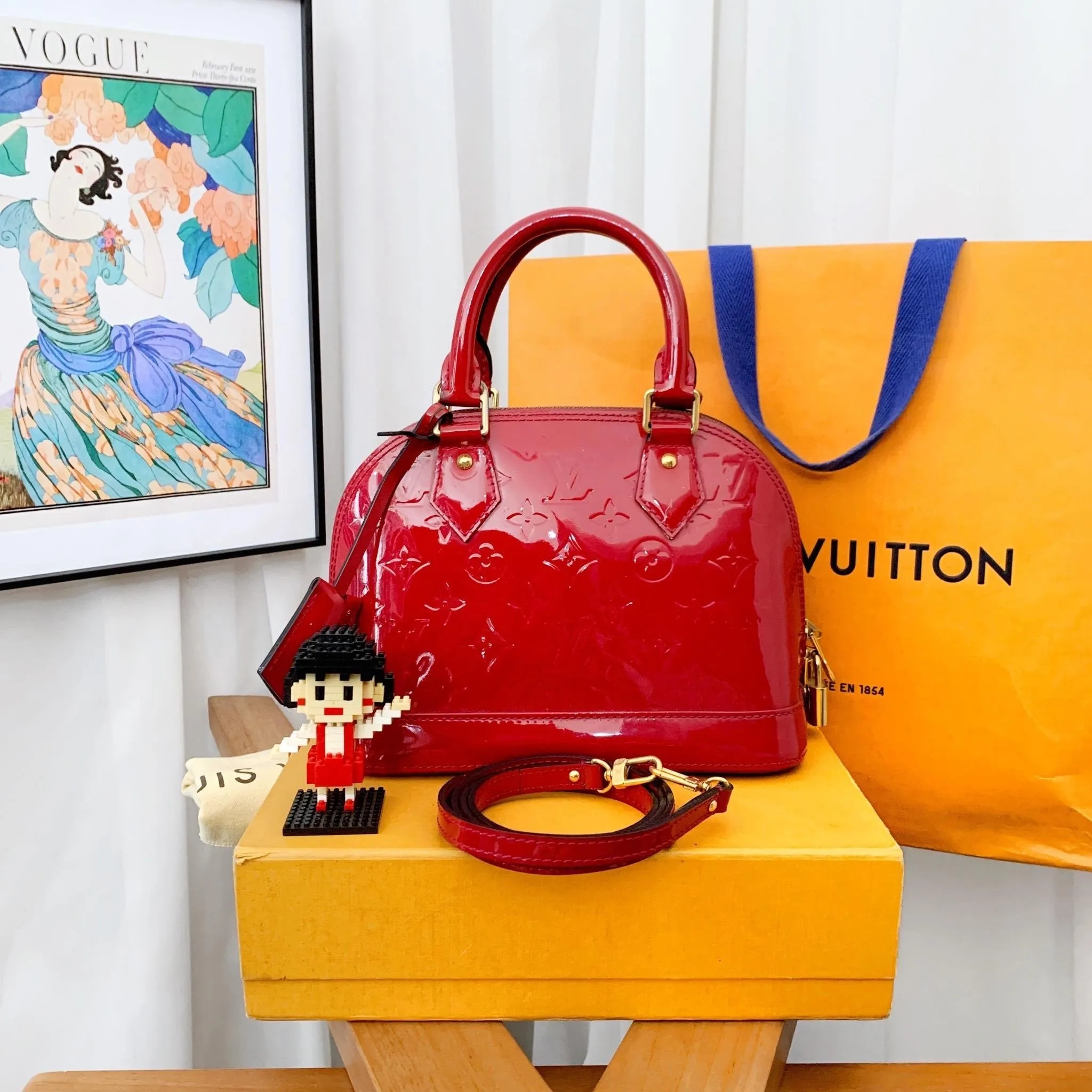 Louis Vuitton Alma BB Red Vernis Handbag