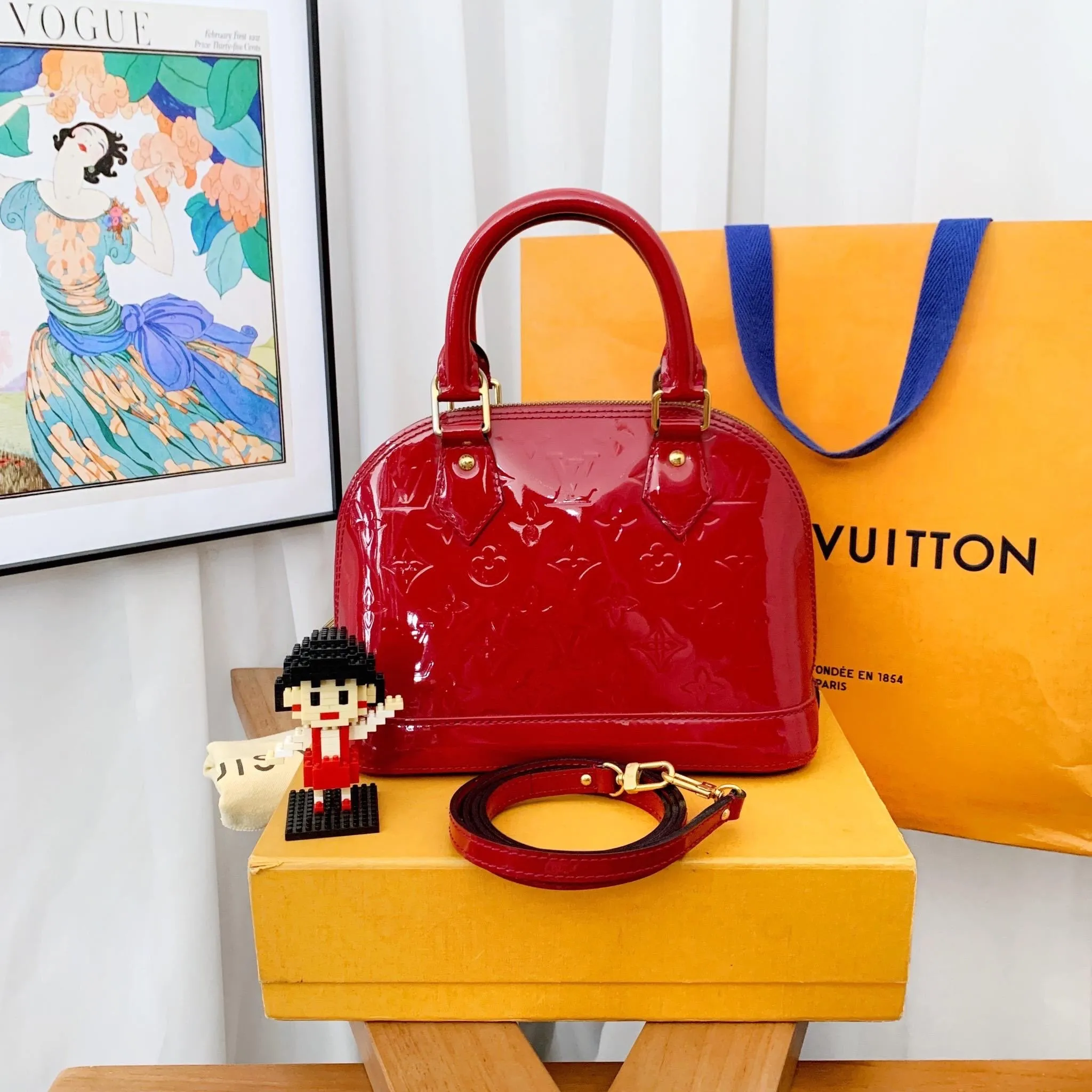 Louis Vuitton Alma BB Red Vernis Handbag