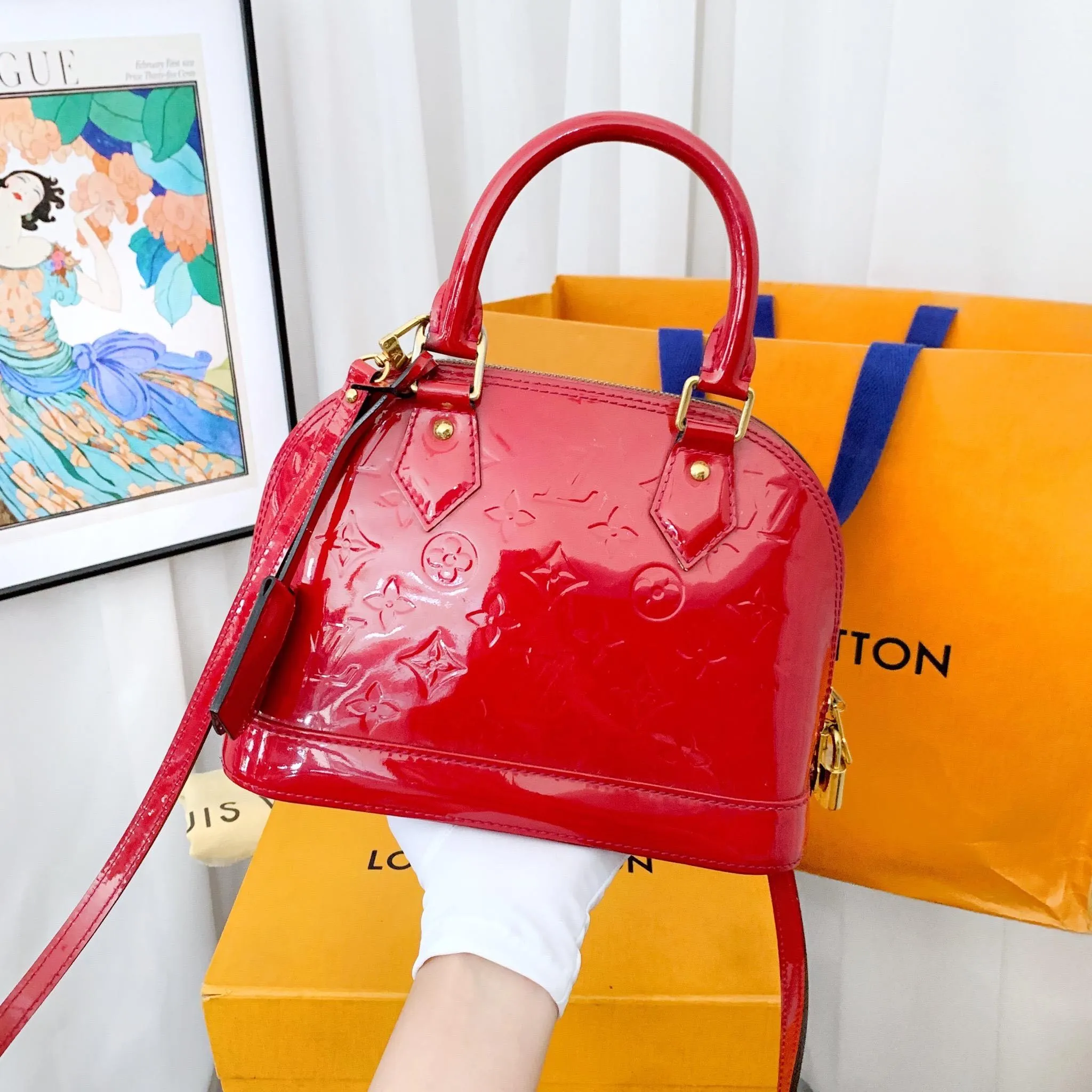 Louis Vuitton Alma BB Red Vernis Handbag