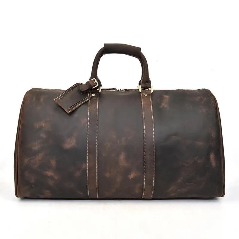 Mens Large Genuine Leather Travel Weekender Duffel Bag