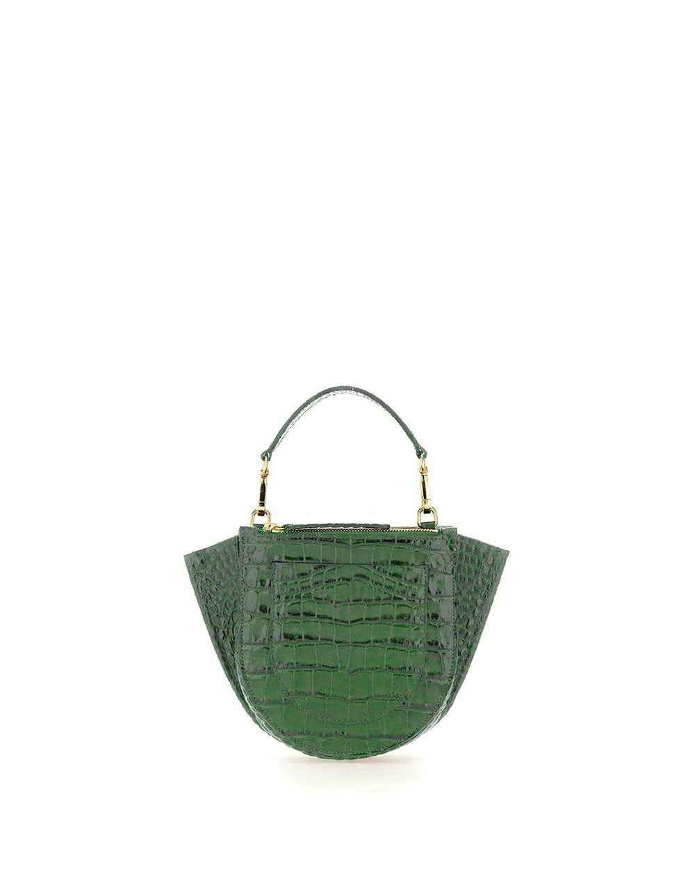 Mini Hortensia Crocodile Trapeze Bag in Olive Crocodile